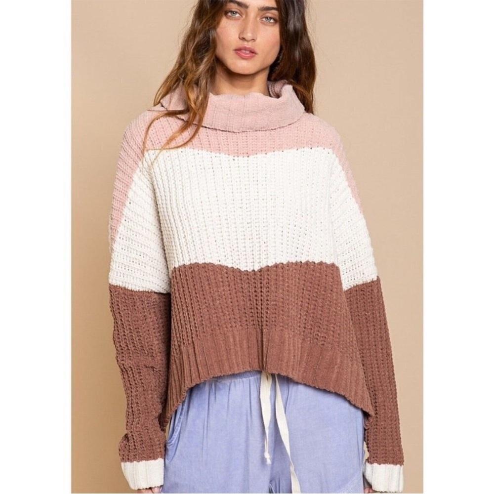 POL Canyon Rose Color Block Oversized Chenille Sweater Size Large - Picture 9 of 16